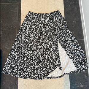SHEIN Black and White Floral A-Line Skirt